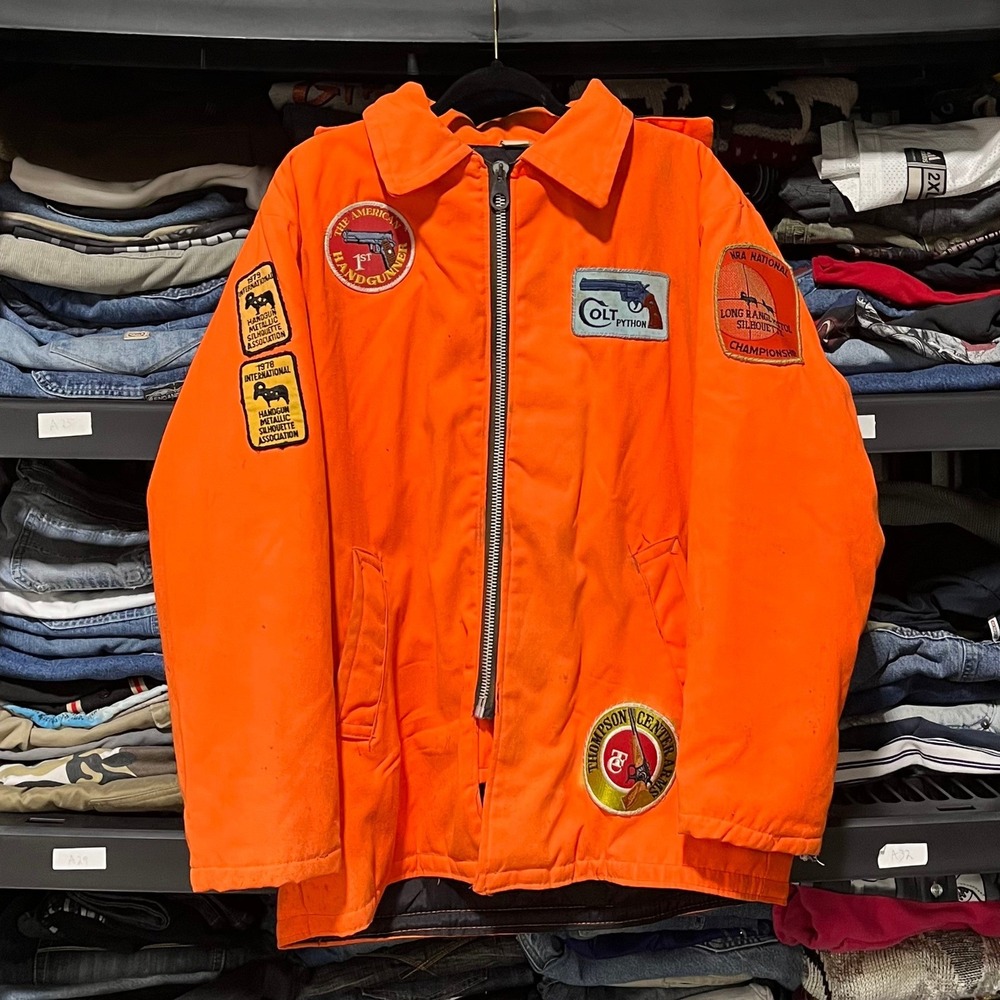 Vintage The Hunter Jacket‎ Mens Large Orange USA Colt Python NRA Championship
